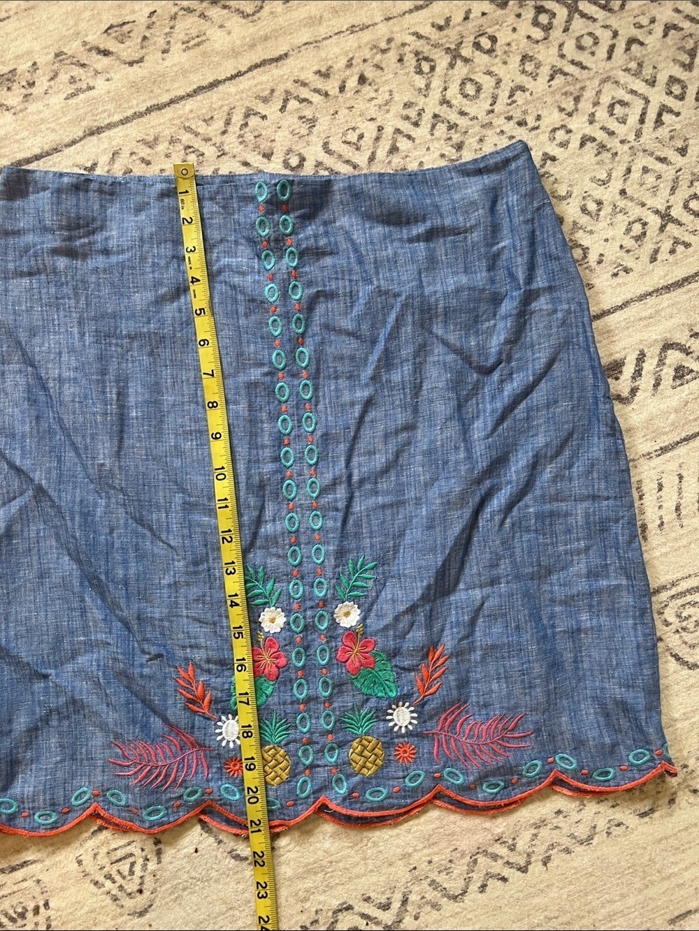 Talbots Blue Embroidered Chambray Skirt - Picture 4 of 7